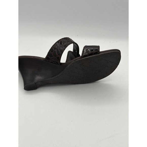 Diego Di Lucca Womens Brown Croc-Embossed Leather Slide Sandals 6.5 Made In Braz - Picture 5 of 8